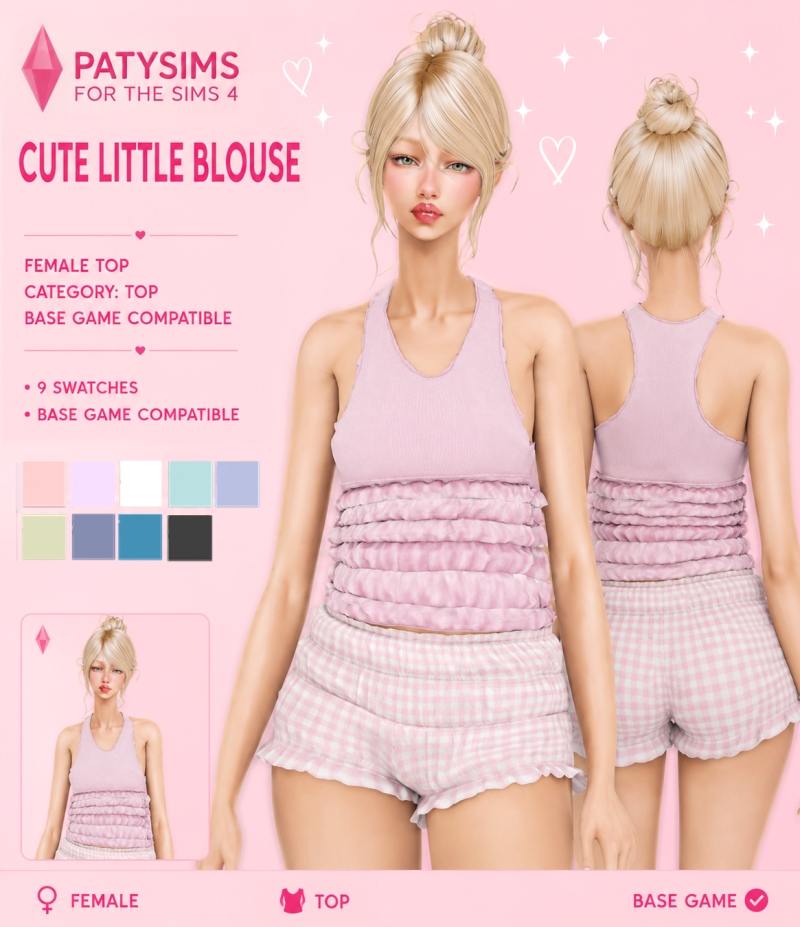 Alpha Cute Little Blouse by patysims - The Sims 4 Custom Content