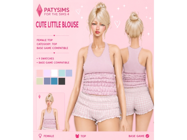 Alpha Cute Little Blouse - The Sims 4 Custom Content
