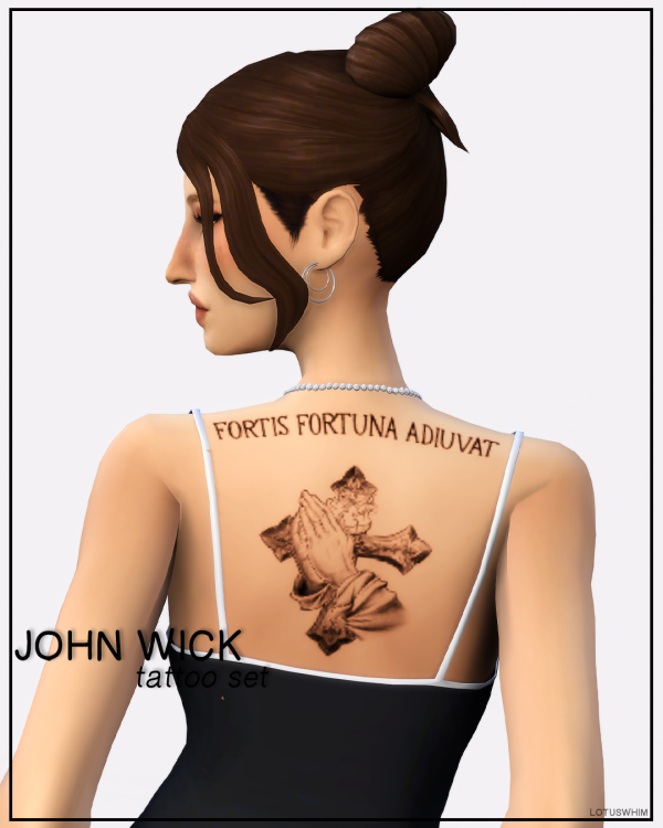 Mix John Wick Tattoo Set by lotuswhimcc - The Sims 4 Custom Content