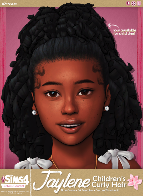 Maxis Match Jaylene Children's Curly Hair by simsfinds - The Sims 4 Custom Content