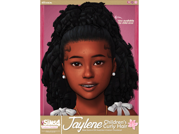 Maxis Match Jaylene Children's Curly Hair by dhream - The Sims 4 Custom Content