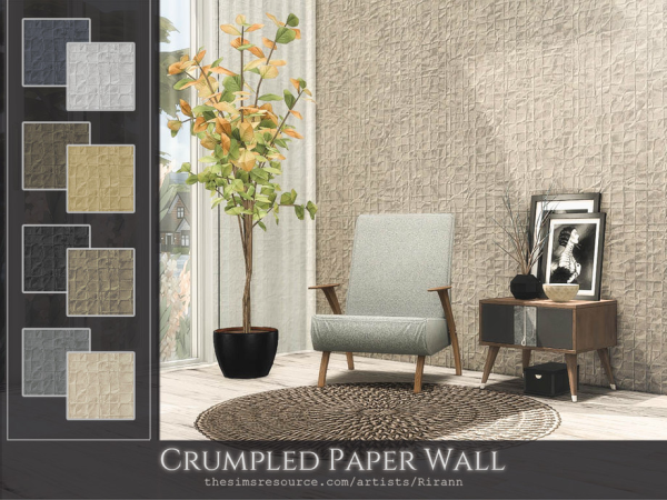 Alpha Crumpled Paper Wall - The Sims 4 Custom Content