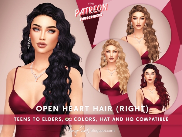 Alpha S4 Female Hair Open Heart (RIGHT) - The Sims 4 Custom Content