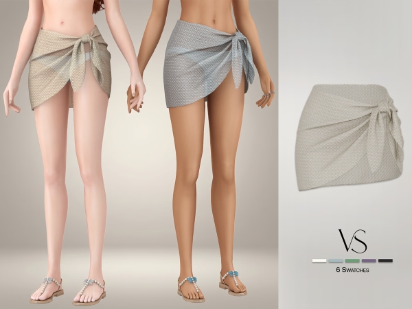 Alpha Coral Summer Set Pareo Skirt - The Sims 4 Custom Content