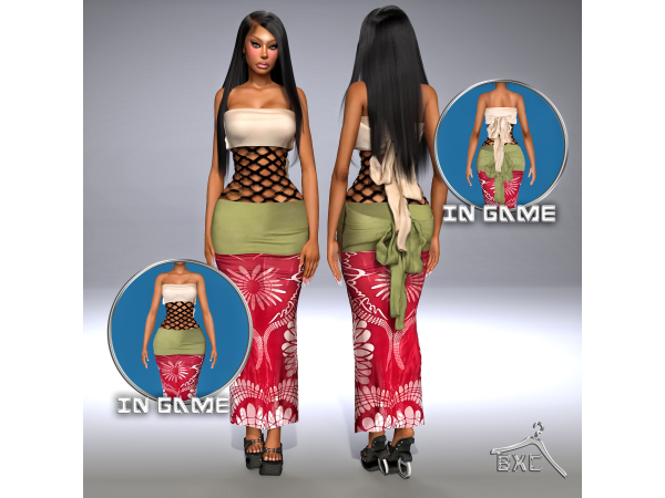 Alpha GAULTIER OBI BELT DRESS by Baddiexsimmer - The Sims 4 Custom Content
