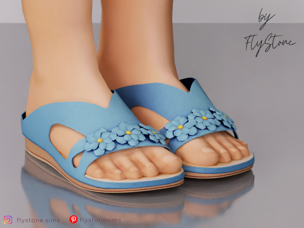 Mix Child Sandals With Decorative Flowers by FlyStone - The Sims 4 Custom Content