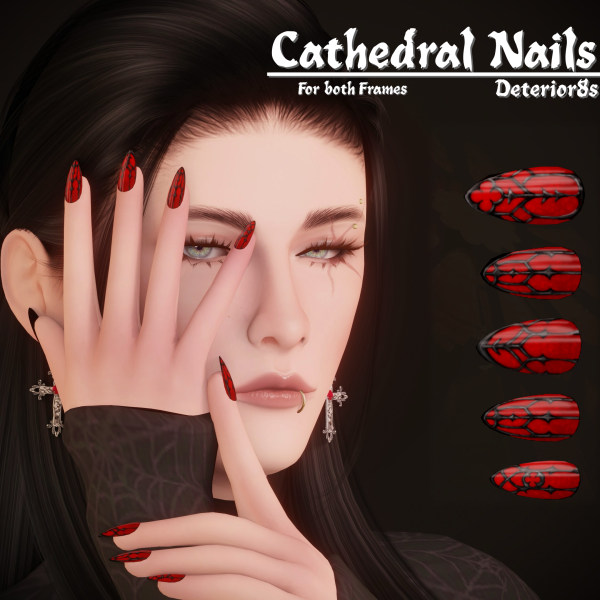 Alpha Cathedral Nails by simsfinds - The Sims 4 Custom Content