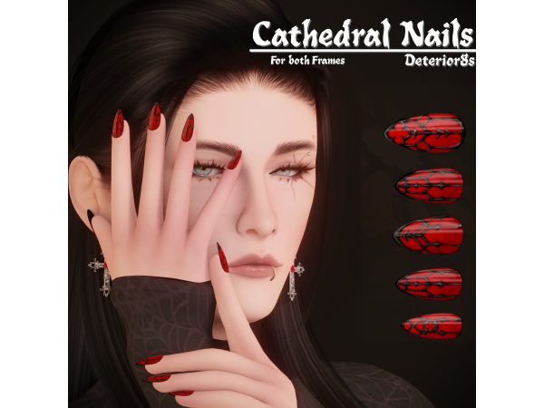 Alpha Cathedral Nails by EirwynAdvets - The Sims 4 Custom Content