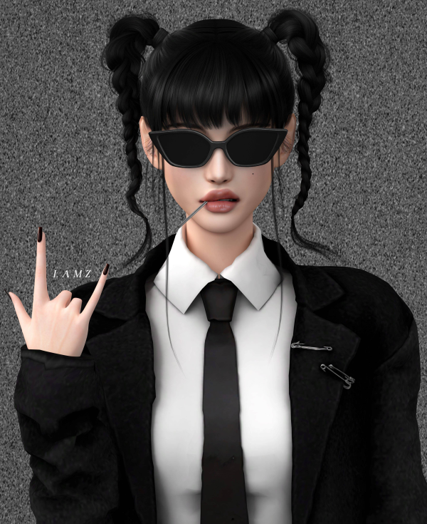 Alpha LAMZ_Braided PigtailsHairstyles_001F by simsfinds - The Sims 4 Custom Content