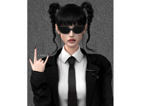 Alpha LAMZ_Braided PigtailsHairstyles_001F - The Sims 4 Custom Content