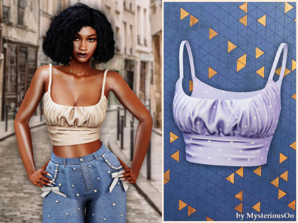 Alpha Dotted daydream crop top by MysteriousOo - The Sims 4 Custom Content