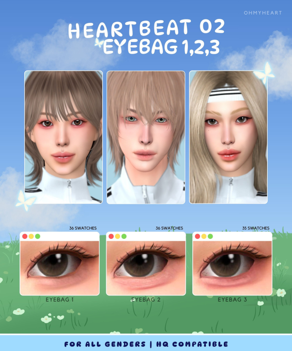 Mix heartbeat 02 eyebag 123 by ohmyheart - The Sims 4 Custom Content