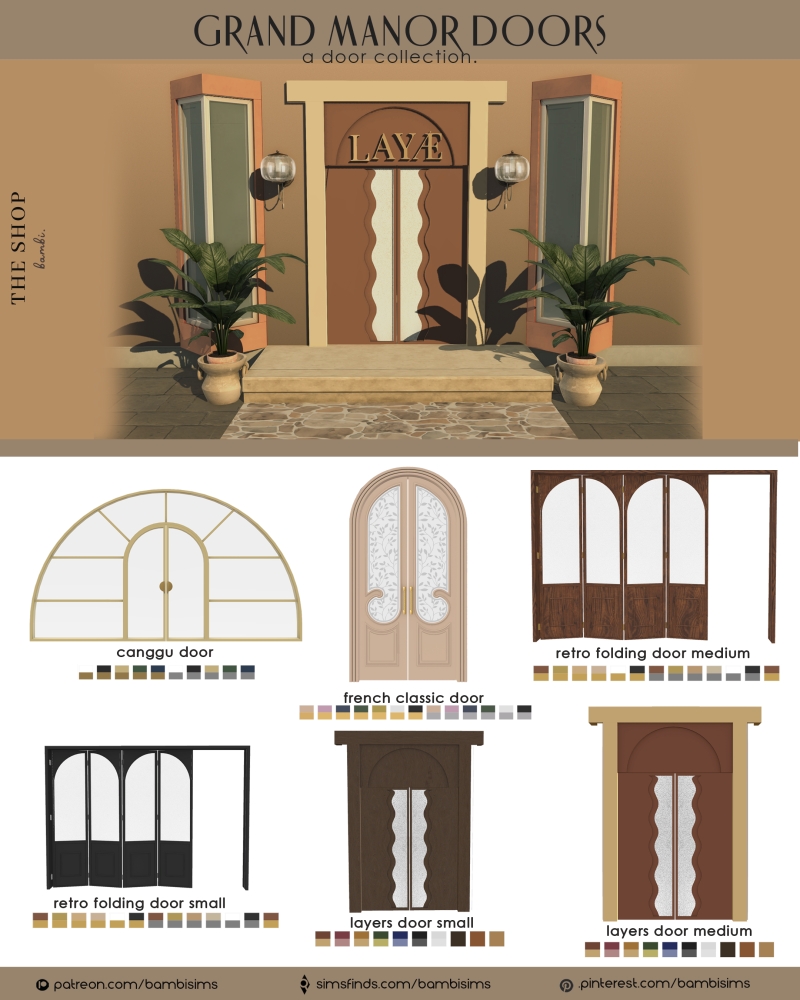 Alpha grand manor doors by bambisims - The Sims 4 Custom Content