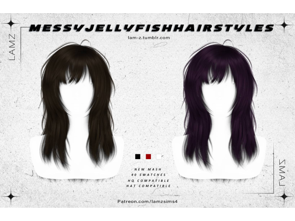 Alpha LAMZ_MessyJellyfishHairstyles_001F - The Sims 4 Custom Content