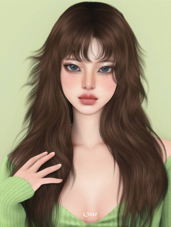Alpha LAMZ_LongLooseCurlsHairstyles_001F by simsfinds - The Sims 4 Custom Content