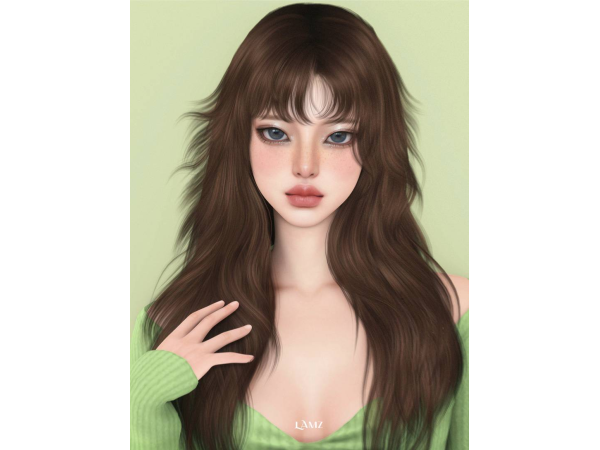 Alpha LAMZ_LongLooseCurlsHairstyles_001F - The Sims 4 Custom Content