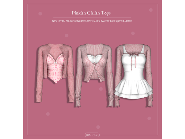 Alpha [RIMINGS] Pinkish Girlish Tops - The Sims 4 Custom Content