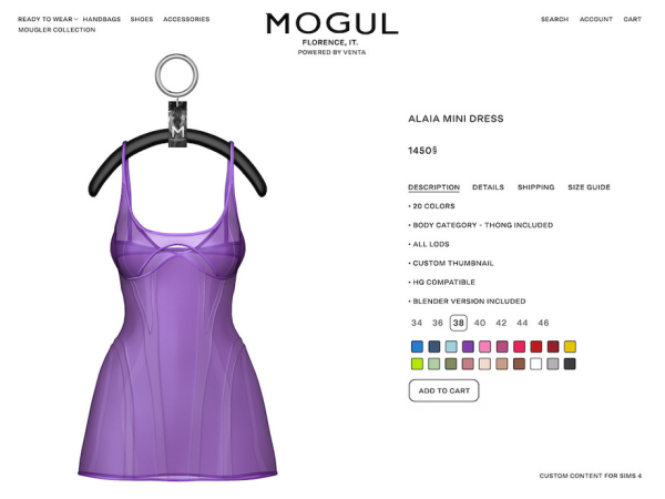 Alpha MOGUL Alaia Mini Dress (Patreon Exclusive) by VentaStudio - The Sims 4 Custom Content