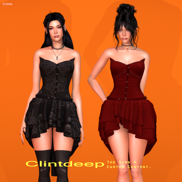 Alpha Clintdeep Vexia Corset Dress by clintdeep - The Sims 4 Custom Content