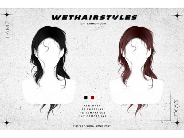 Alpha LAMZ_WetHairstyles_001F - The Sims 4 Custom Content