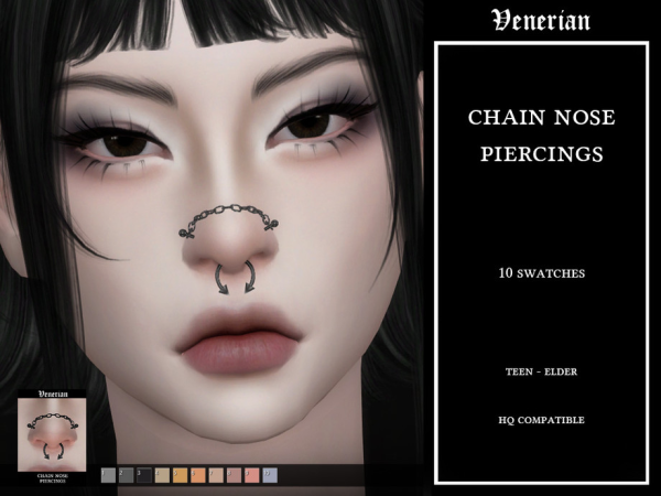Mix Chain Nose Piercings by Venerian by Venerian - The Sims 4 Custom Content