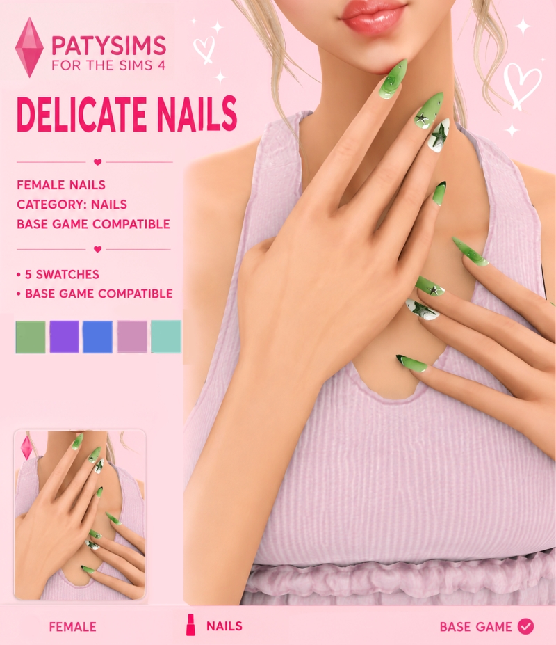 Alpha Delicate Nails by patysims - The Sims 4 Custom Content