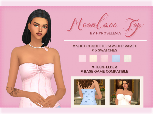 Maxis Match Moonlace Top Soft Coquette Capsule Part 1 by hyposelenia_cc - The Sims 4 Custom Content