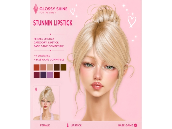 Alpha Glossy Shine Lipstick - The Sims 4 Custom Content