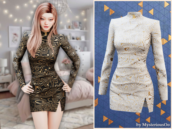 Alpha Golden mirage dress by MysteriousOo - The Sims 4 Custom Content