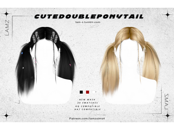 Alpha LAMZ_CuteDoublePonytailHairstyles_001F - The Sims 4 Custom Content