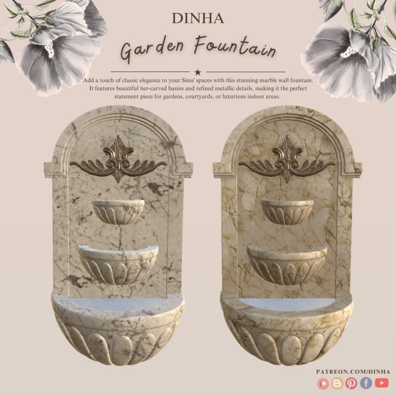 Alpha Garden Fountain by dinhagamer - The Sims 4 Custom Content