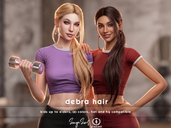 Alpha Debra Hair Set Adults Feat VIBAMP - The Sims 4 Custom Content