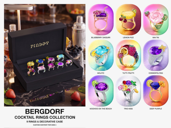 Alpha Bergdorf Cocktail Rings Collection by VentaStudio - The Sims 4 Custom Content