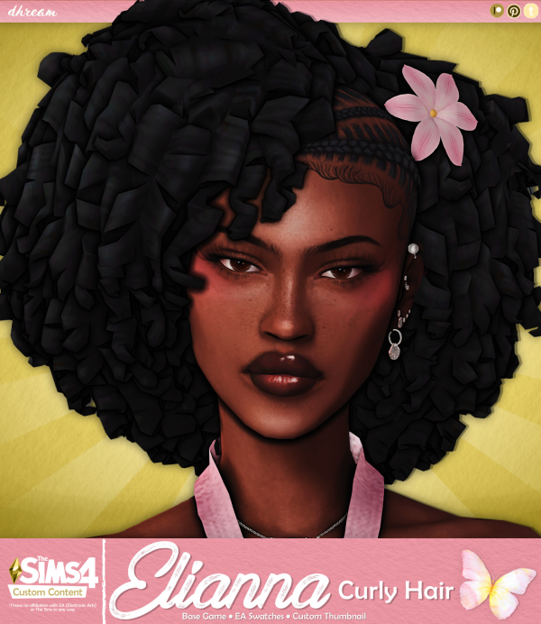 Maxis Match Elianna Curly Hair by simsfinds - The Sims 4 Custom Content