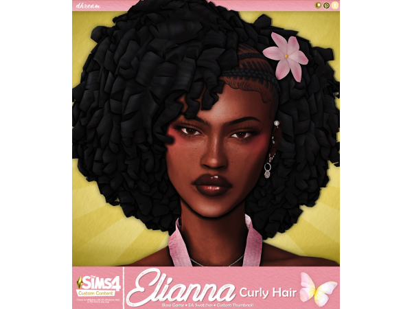 Maxis Match Elianna Curly Hair by dhream - The Sims 4 Custom Content