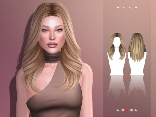 Alpha LEXEL Alla long blowout adult hairstyle - The Sims 4 Custom Content