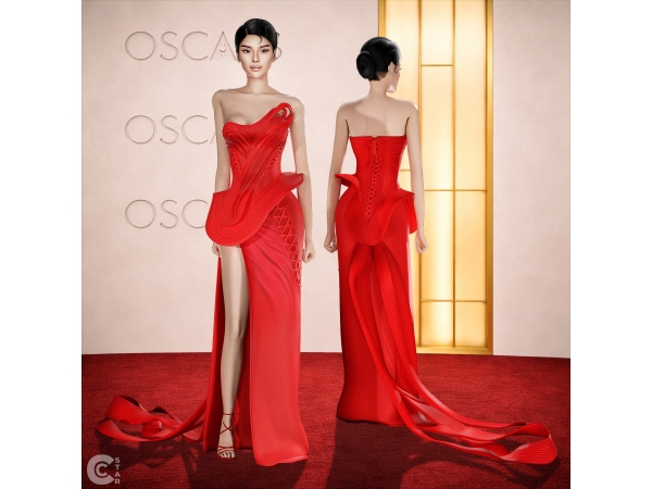 Alpha Sculpted Corset Slit Gown cool_content_star - The Sims 4 Custom Content