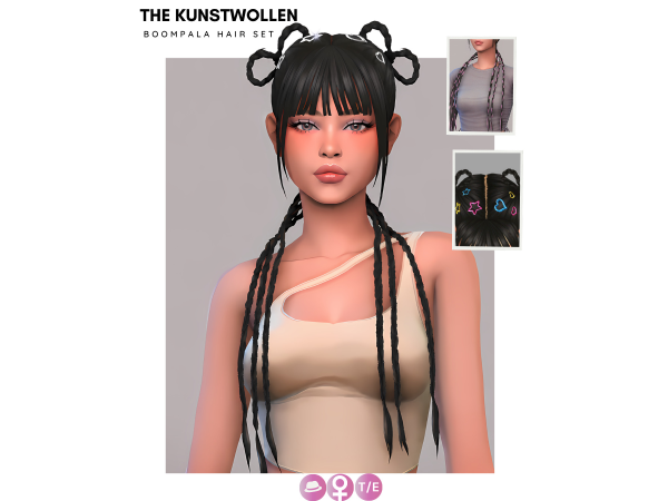 Maxis Match Boompala hair set by thekunstwollen - The Sims 4 Custom Content