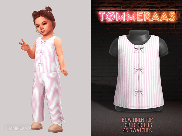Alpha TØMMERAAS Bow Linen Top for Toddlers - The Sims 4 Custom Content