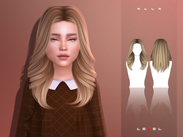 Alpha LEXEL Alla long blowout child hairstyle - The Sims 4 Custom Content