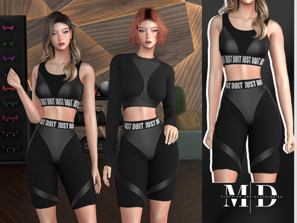 Alpha Vanessa gym outfit tops and short - The Sims 4 Custom Content