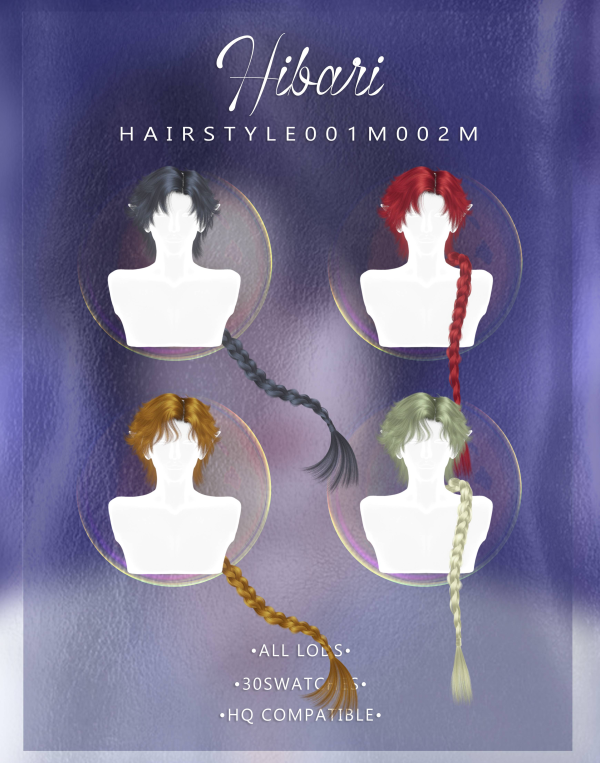 Alpha LAMZ_HibariHairstyles_001M 002M by simsfinds - The Sims 4 Custom Content
