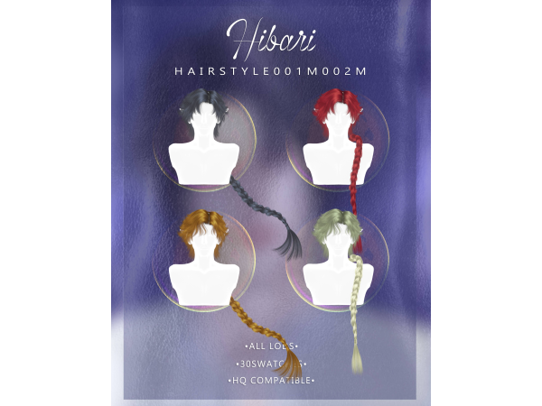 Alpha LAMZ_HibariHairstyles_001M 002M - The Sims 4 Custom Content