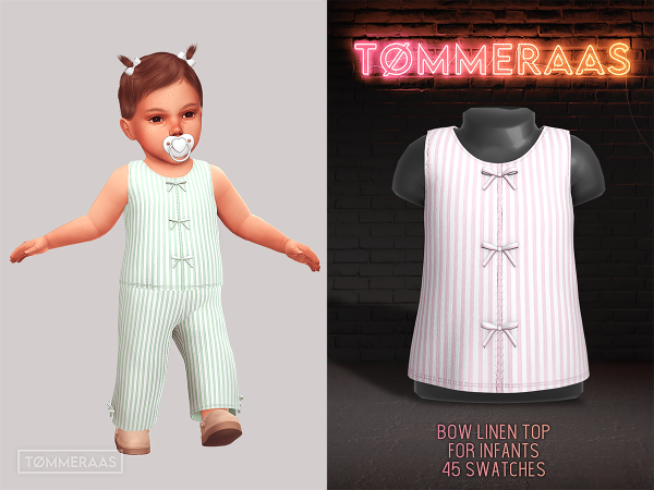 Alpha TØMMERAAS Bow Linen Top for Infants - The Sims 4 Custom Content