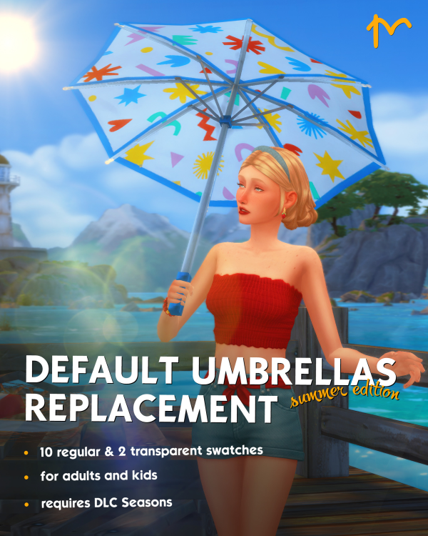 Maxis Match DEFAULT umbrellas replacement summer edition by simsfinds - The Sims 4 Custom Content