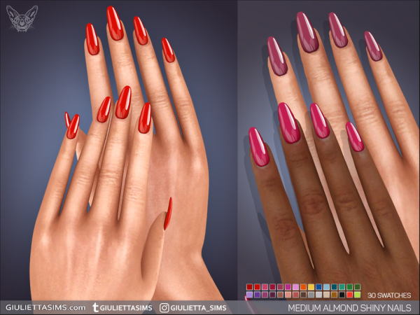 Alpha Long Ballerina And Medium Almond Shiny Nails by feyona - The Sims 4 Custom Content