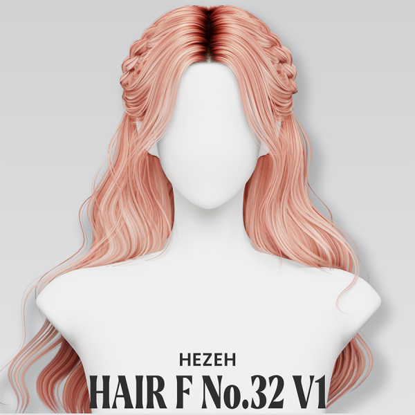 Alpha [Hezeh]FHair No32 V1 by hezeh - The Sims 4 Custom Content