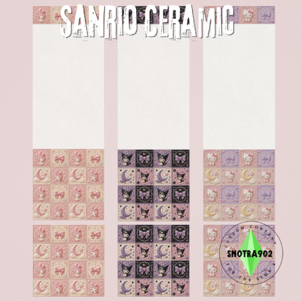 Mix Sanrio Ceramic Walls Floors by simsfinds - The Sims 4 Custom Content