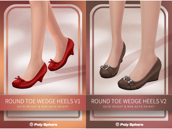 Mix Round Toe Wedge Heels V1 V2 - The Sims 4 Custom Content
