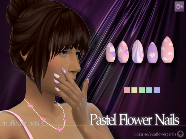 Sims 4 Mix  CC: Pastel Flower Nails